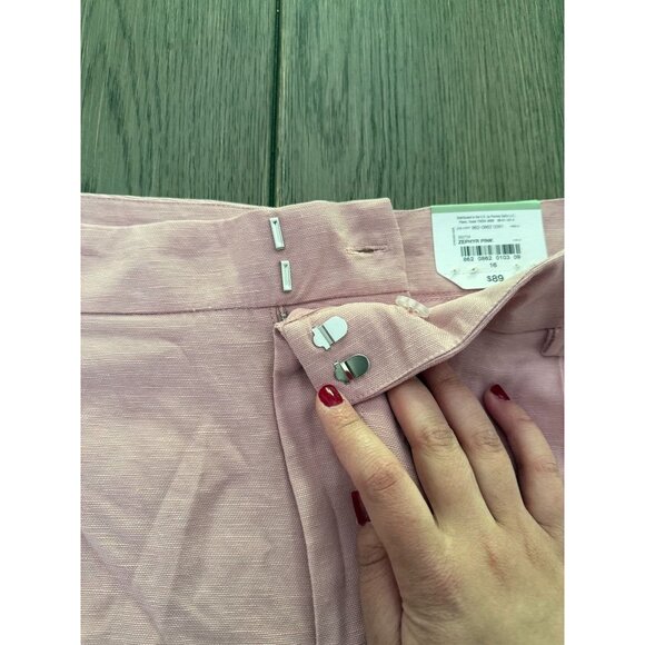NWT Pink High-Waisted Wide-Leg Cropped Pants With Pleated Front & Side Pockets - Picture 3 of 8